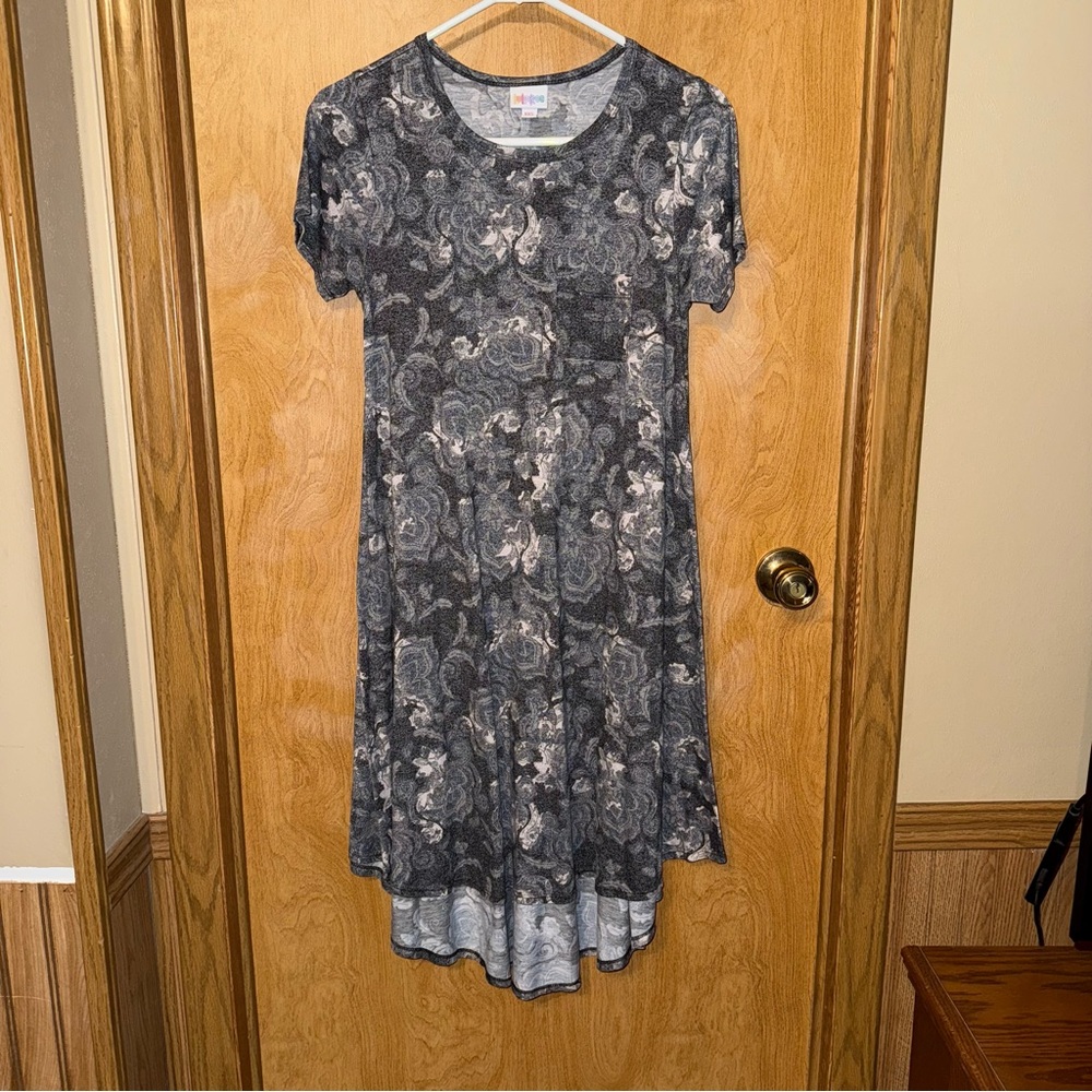 LuLaRoe Floral Gray Dress Size XXS